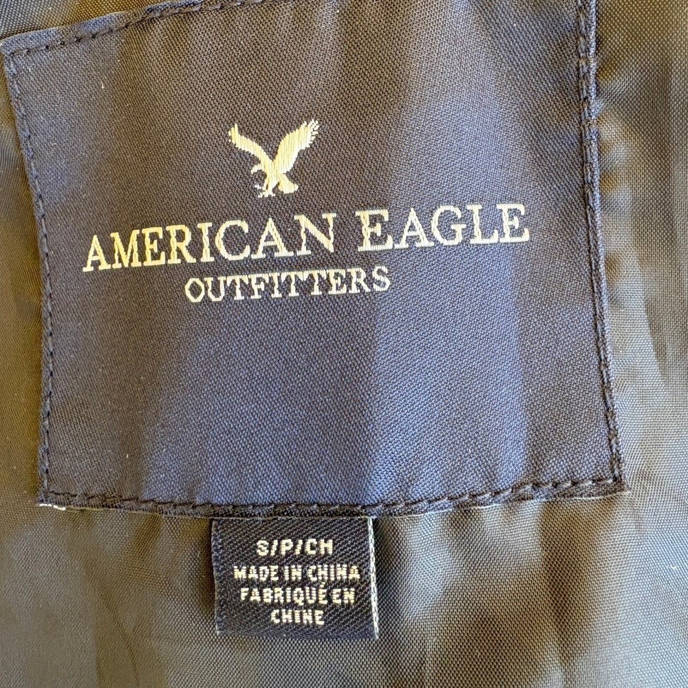 American Eagle Brown Multi Color Faux Fur Hooded‎ Zip Vest Small RN 54485 - Picture 2 of 8